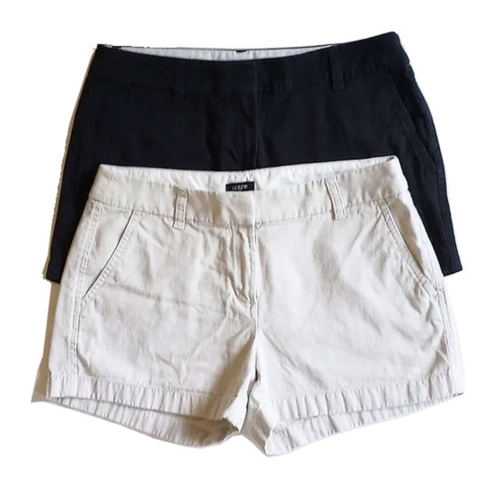 2 PAIR J Crew 3" Chino City Shorts 4 Black Khaki Bermuda